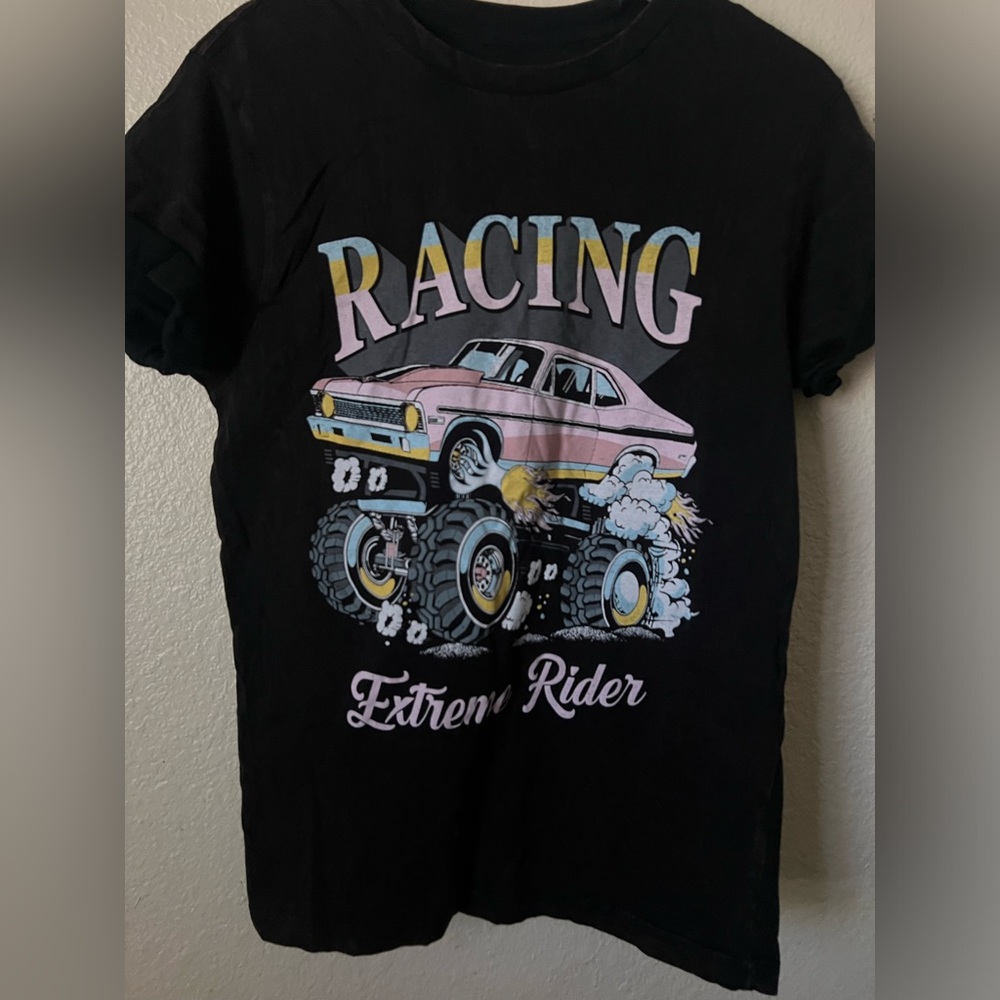 Bleached splattered black Car tee shirt